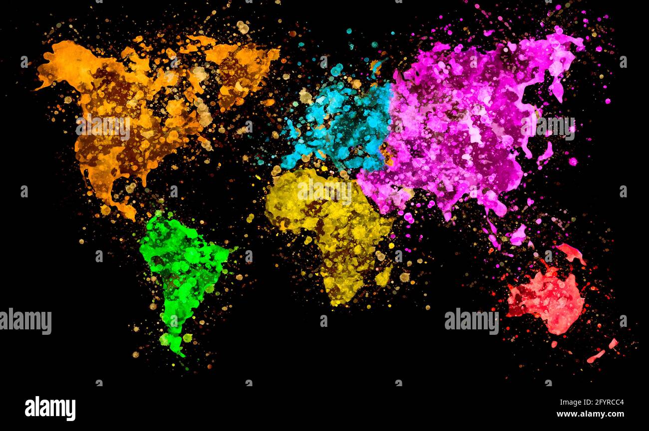 Colorful map of world watercolor hires stock photography and images Alamy