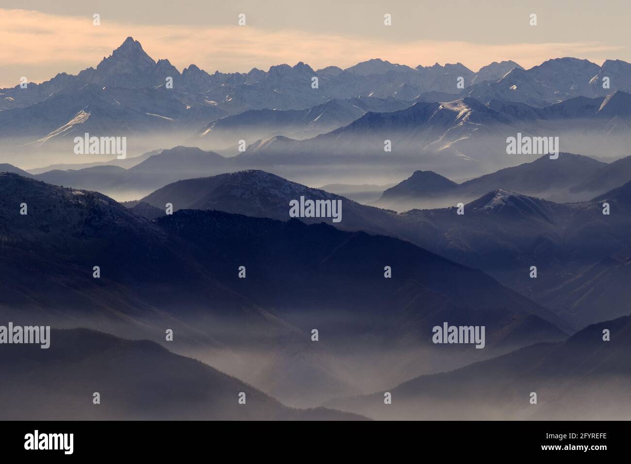 Alpi piemontedi dal monte Soslio Stock Photo