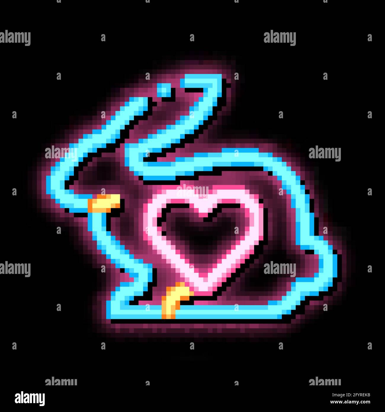 Animal Rabbit And Heart neon glow icon illustration Stock Vector Image ...