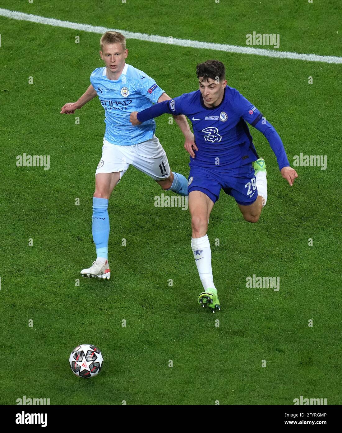 Manchester City's Oleksandr Zinchenko (left) and Chelsea's Kai Havertz
