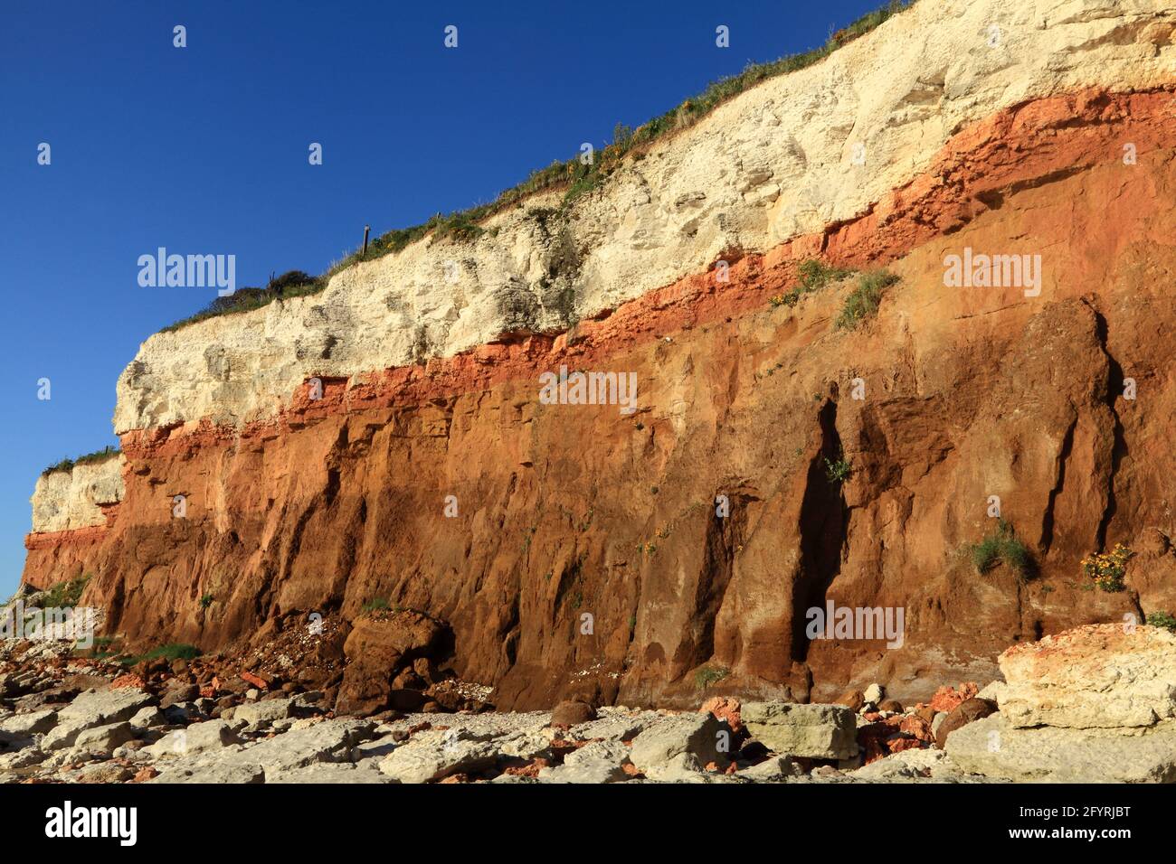 Geology, Cretaceous, sedimentary, rock, formation, Hunstanton Cliffs, Norfolk, England, UK 2 Stock Photo