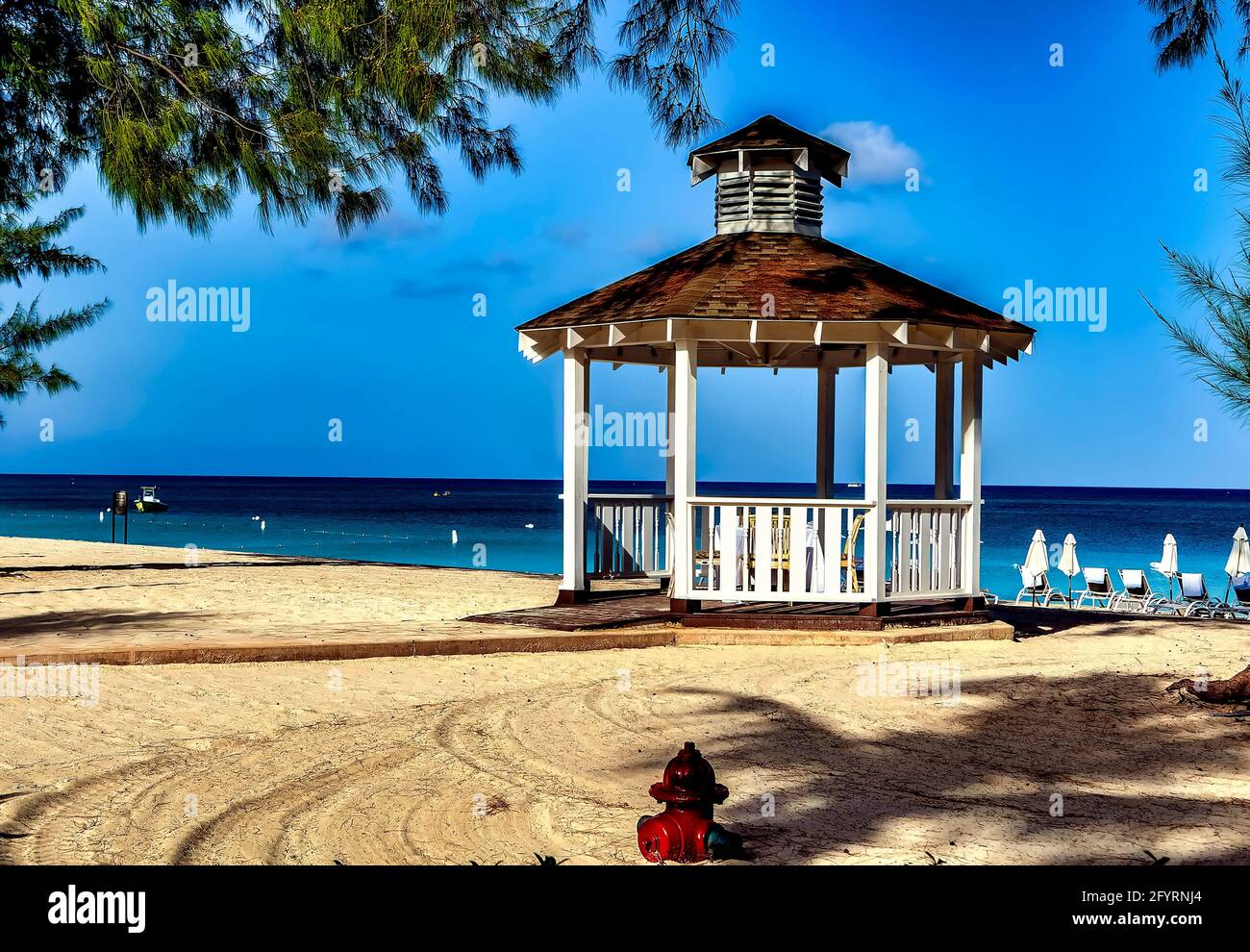 Cabana on a beach resort in the Caribbean Stock Photo