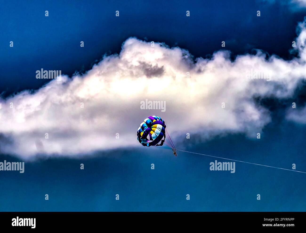 Parasailing in the Caribbean sky Stock Photo