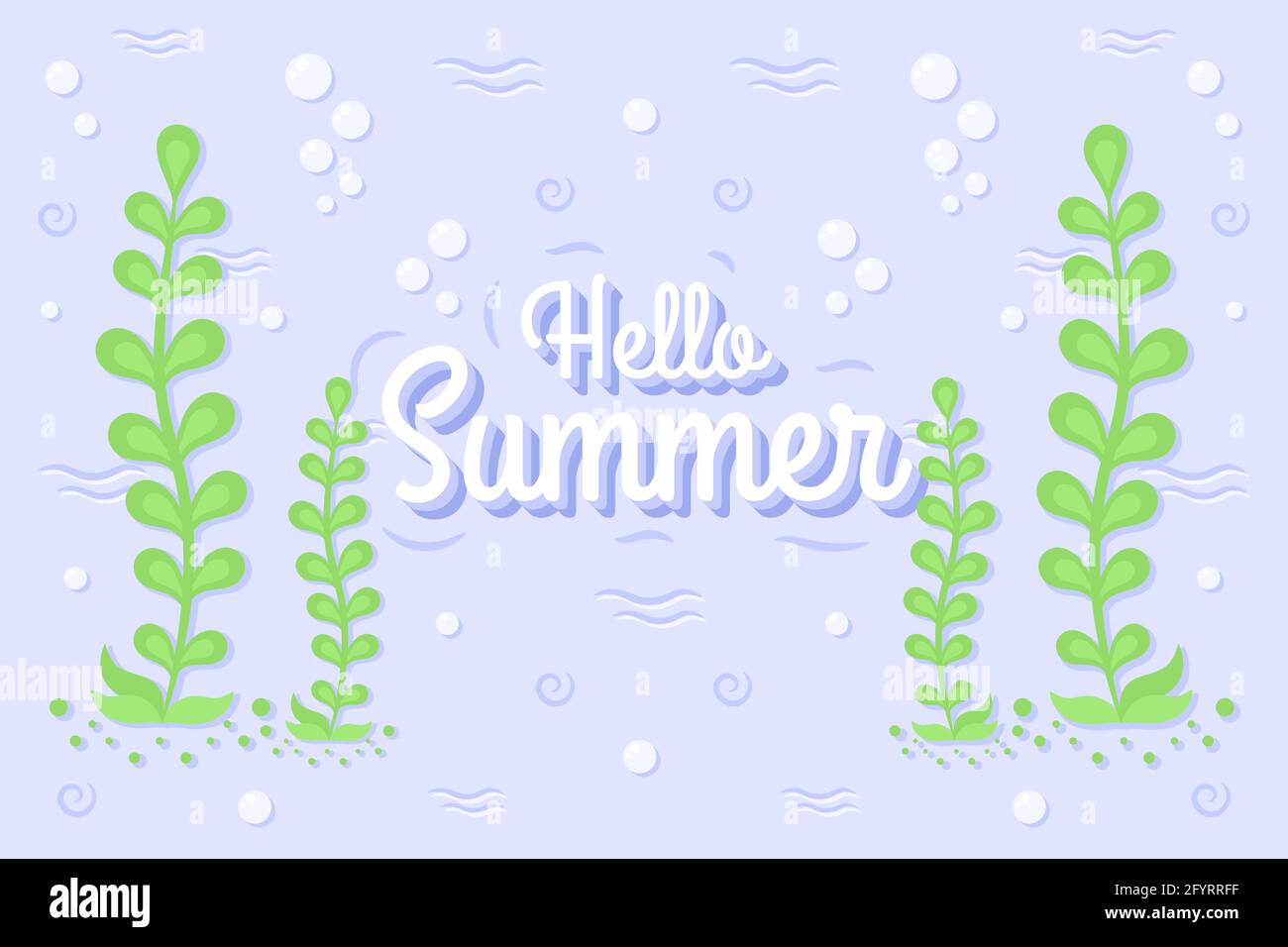Hello Summer drawing under the water with bubbles Stock Vector Image ...
