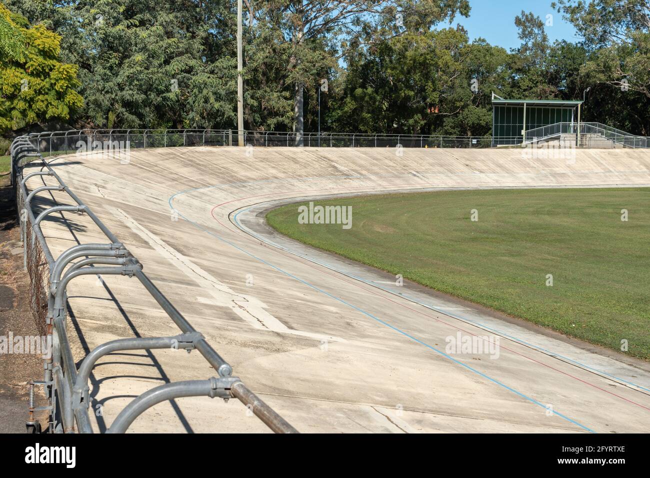 Outdoor concrete velodrome, bicycle racing track in Queensland, Australia Stock Photo