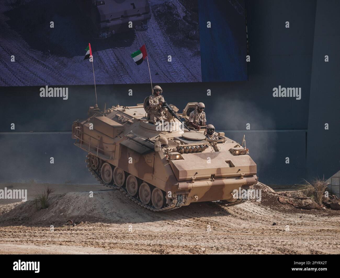 Abu Dhabi, UAE - Feb.20.2013: FNSS ACV-300 APC (Armoured personnel carrier) at IDEX 2015 IDEX 2013 military exibition Stock Photo