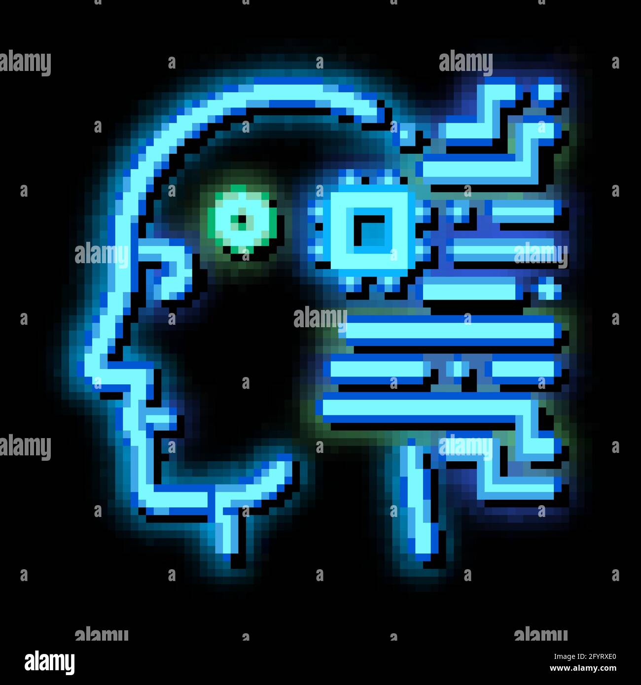 Cyborg Artificial Intelligence neon glow icon illustration Stock Vector ...
