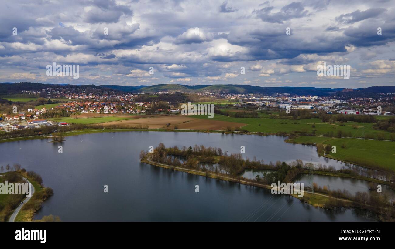 A beautiful landscape with a lake under a cloudy sky Stock Photo - Alamy