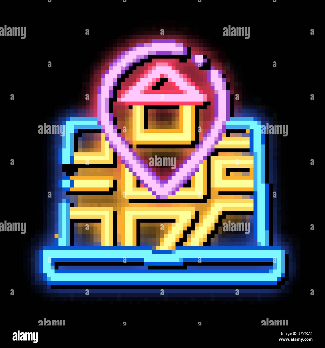 House Marker Location On Map neon glow icon illustration Stock Vector ...