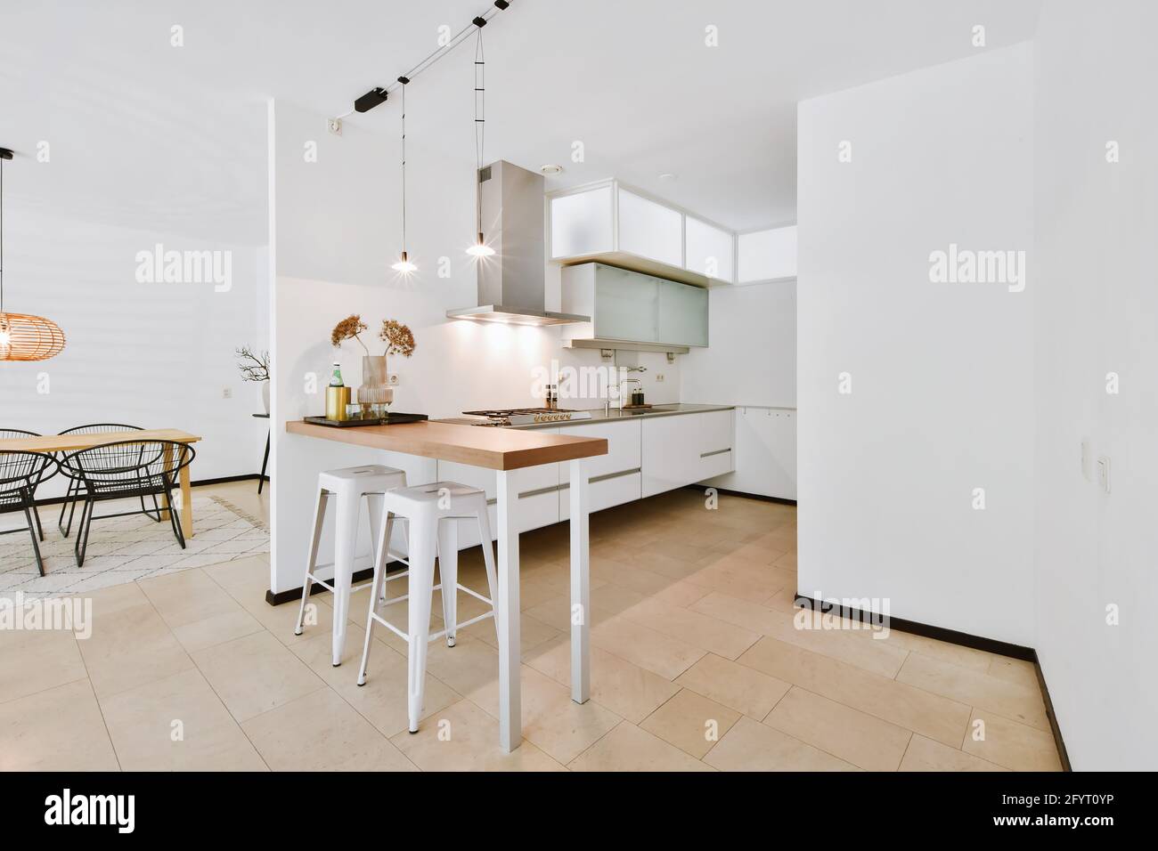 Bright and beautiful dining room interior design Stock Photo - Alamy