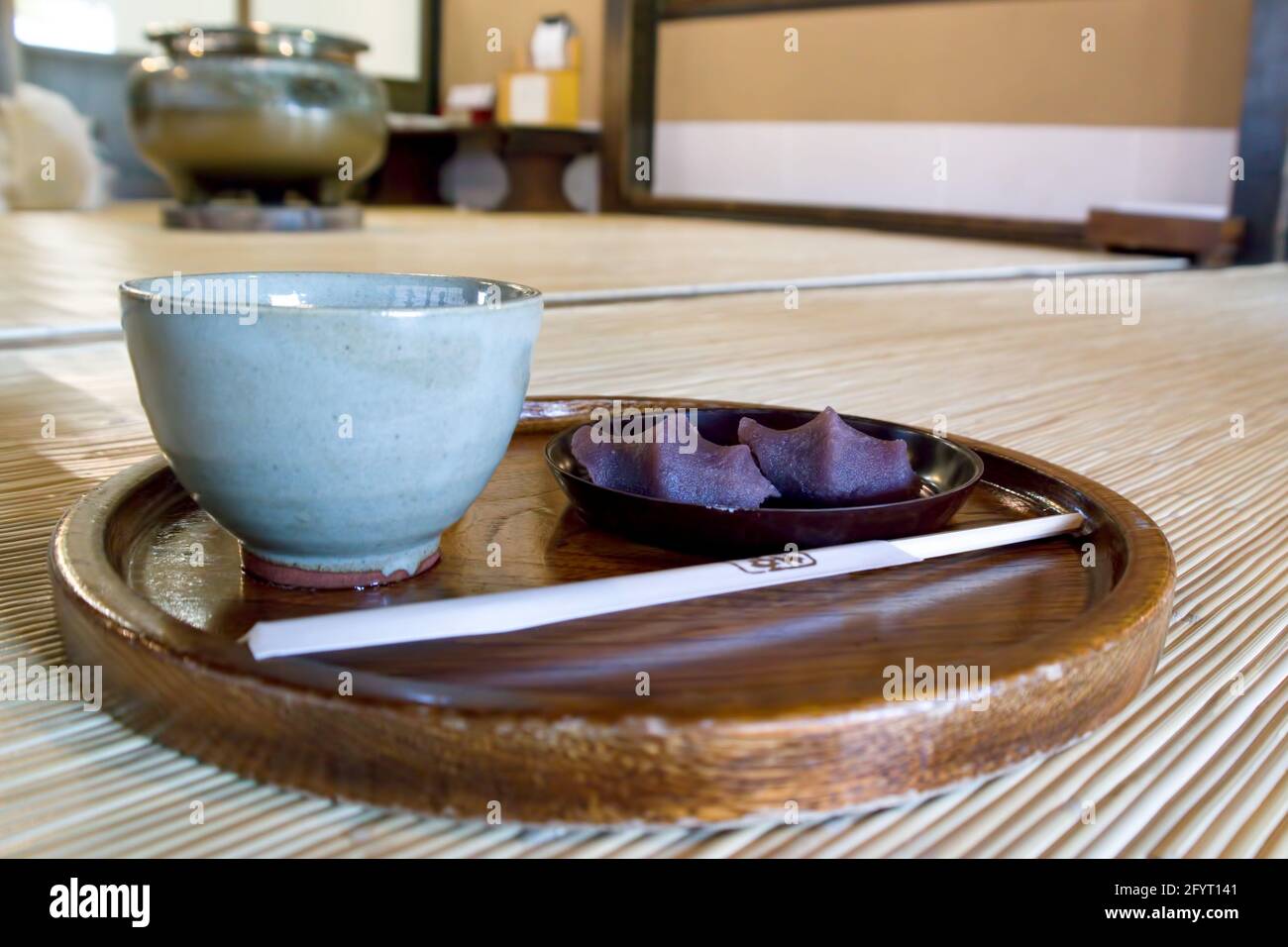 Traditional Japanese sweets (wagashi) made with red azuki beans Stock