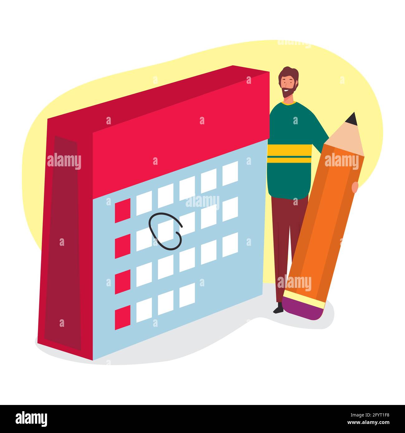 man make schedule management concept vector illustration in flat style Stock Vector