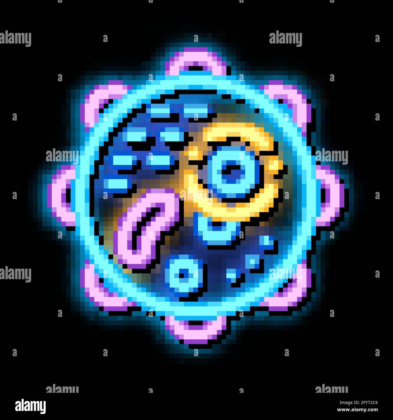 Microscopic Round Bacterium neon glow icon illustration Stock Vector