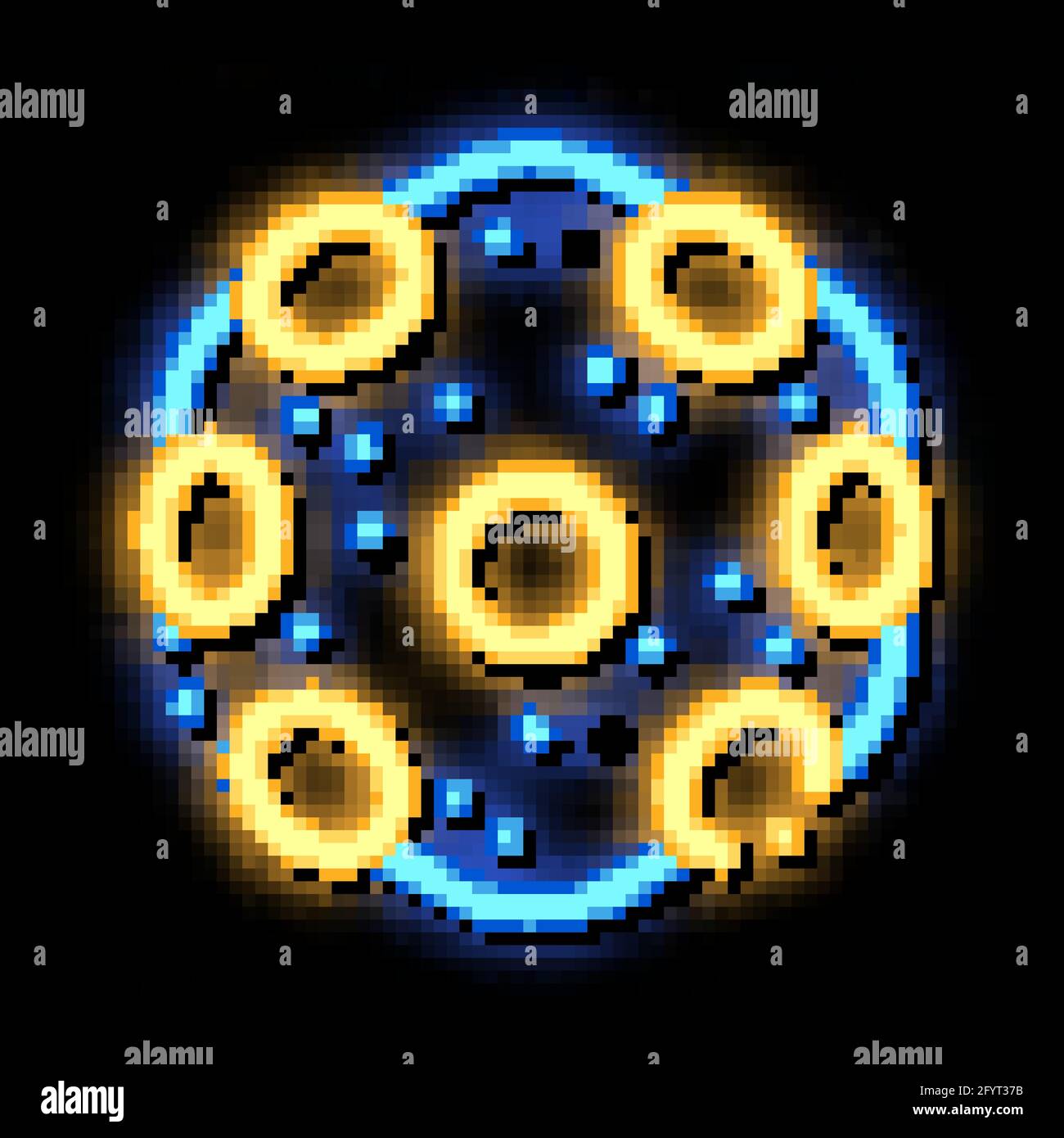 Laboratory Microscopic Bacterium neon glow icon illustration Stock Vector