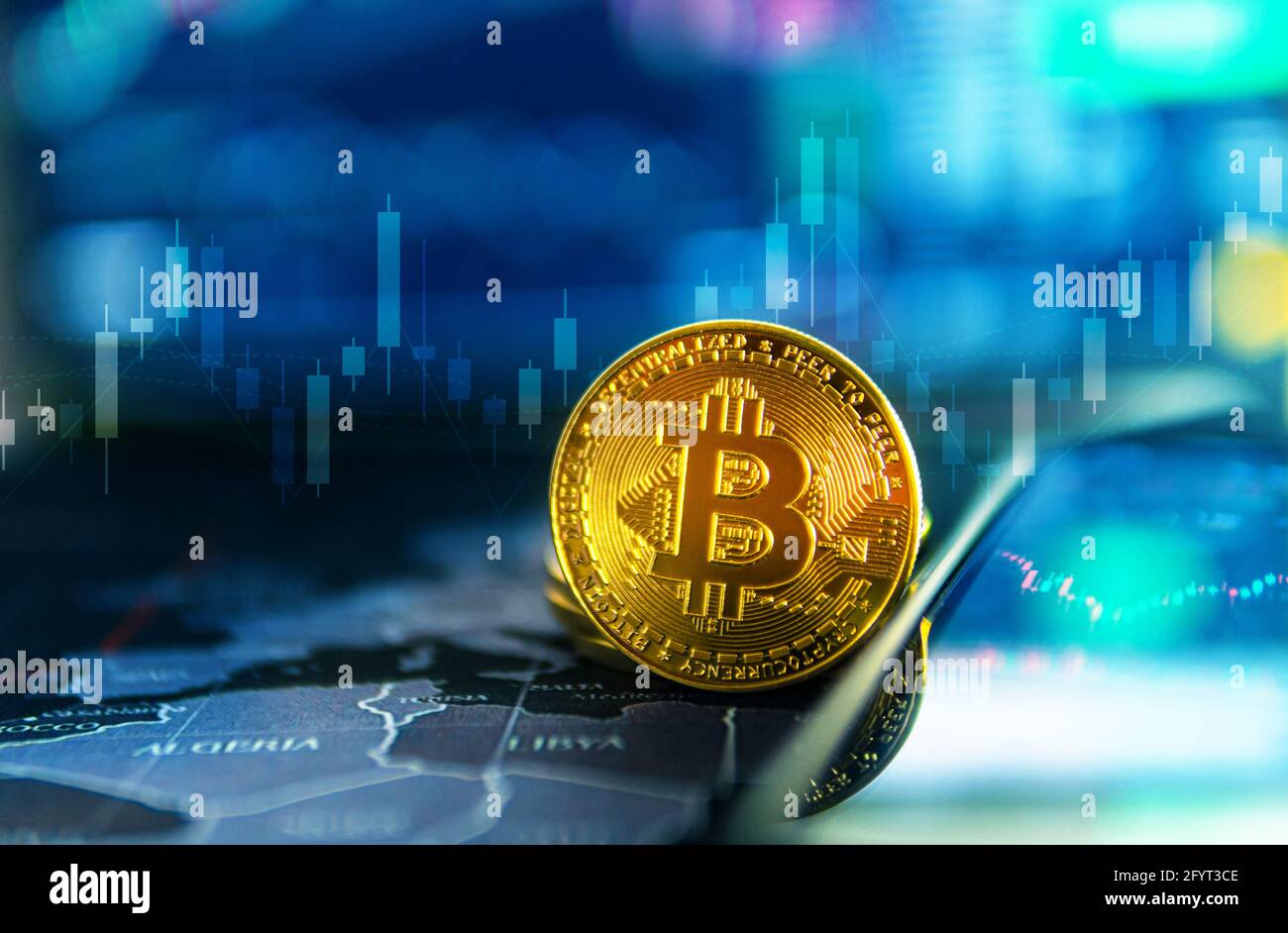 Bitcoin gold cryptocurrency blockchain technology And trading background  with cryptocurrency chart concept Stock Photo - Alamy