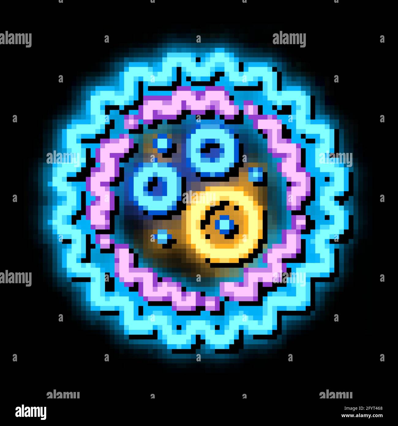 Microscopic Bacterium Microgerm neon glow icon illustration Stock Vector