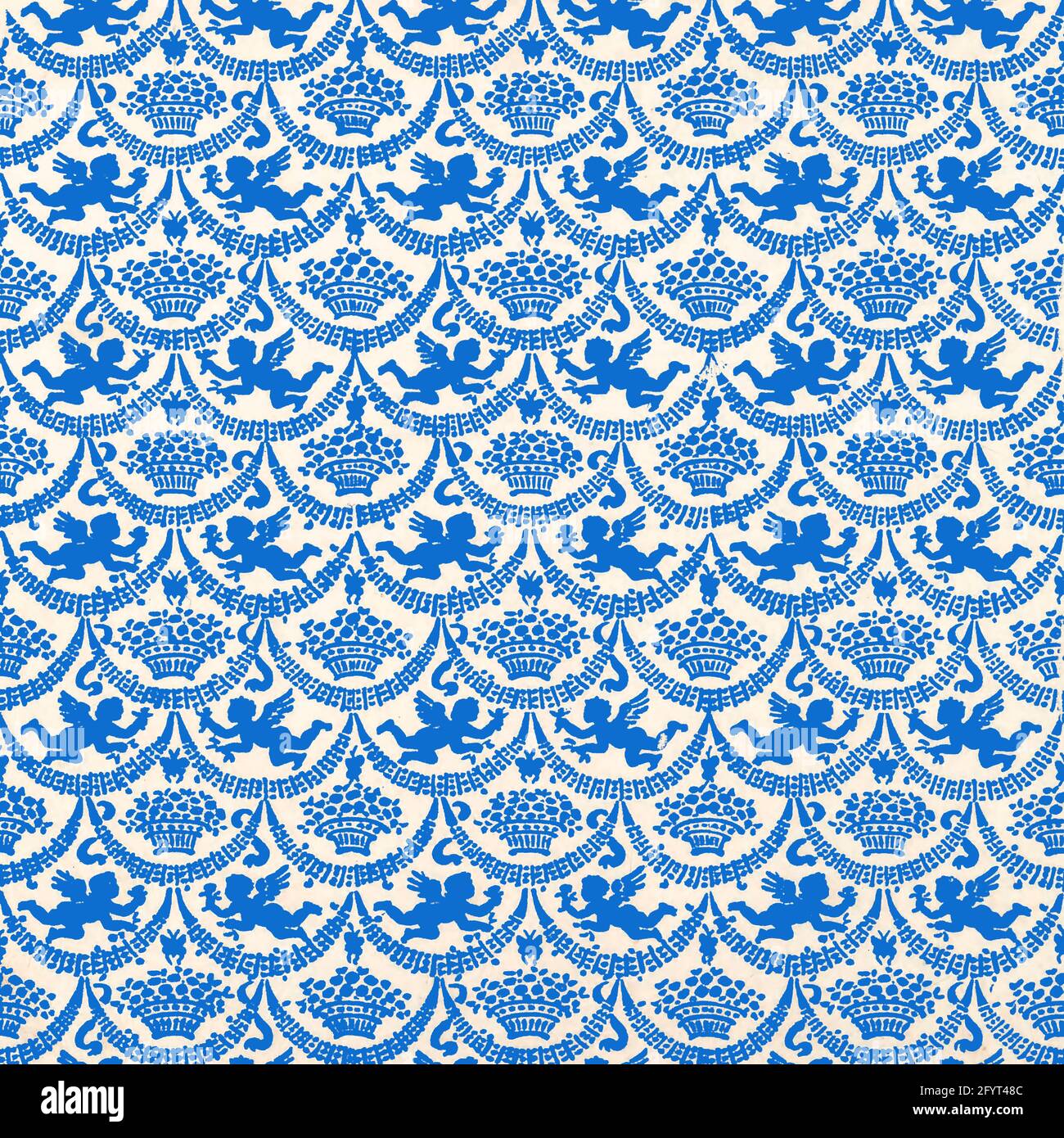 Repeating pattern of Blue winged angelic cherubs Stock Photo - Alamy