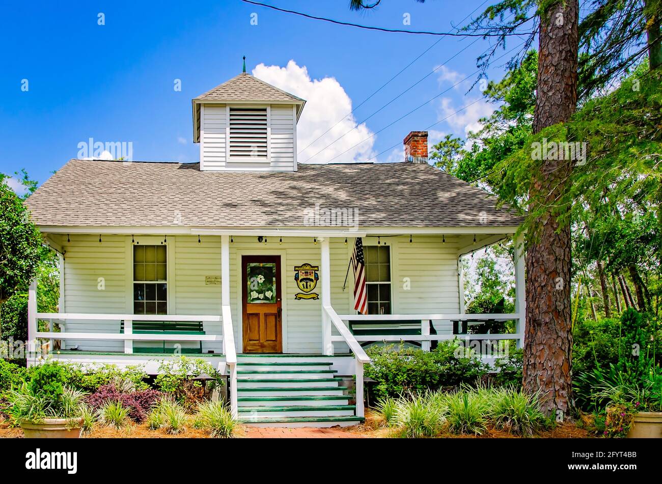 Magnolia Springs Community Hall is pictured, May 27, 2021, in Magnolia Springs, Alabama. The house was built in 1894. Stock Photo