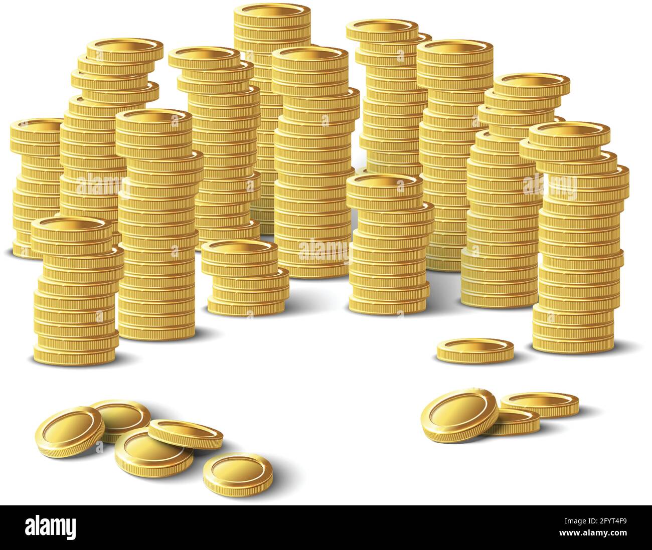 Pile of 3d realistic vector golden coins. Isolated icon illustration on ...