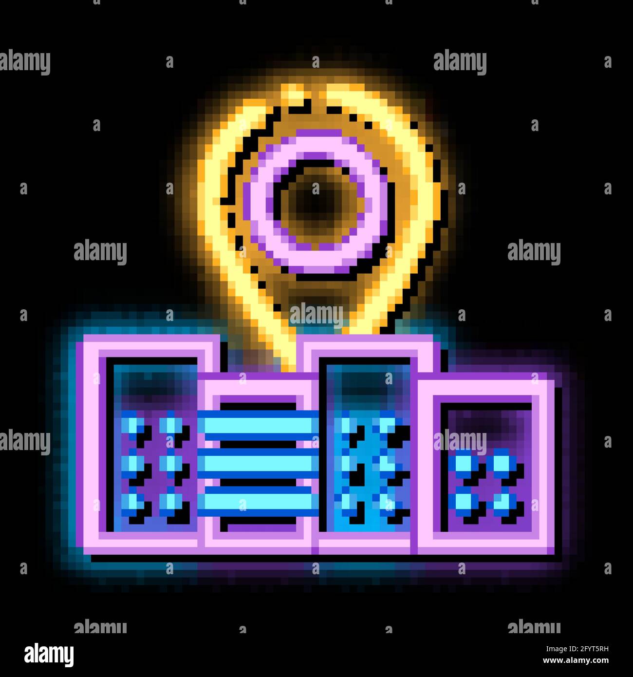 Gps Locaton Mark And Building neon glow icon illustration Stock Vector ...
