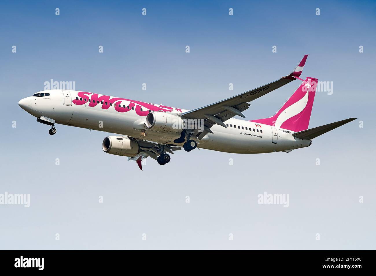 HAMILTON, CANADA Aug 05, 2018 A Swoop Airlines Boeing 737800