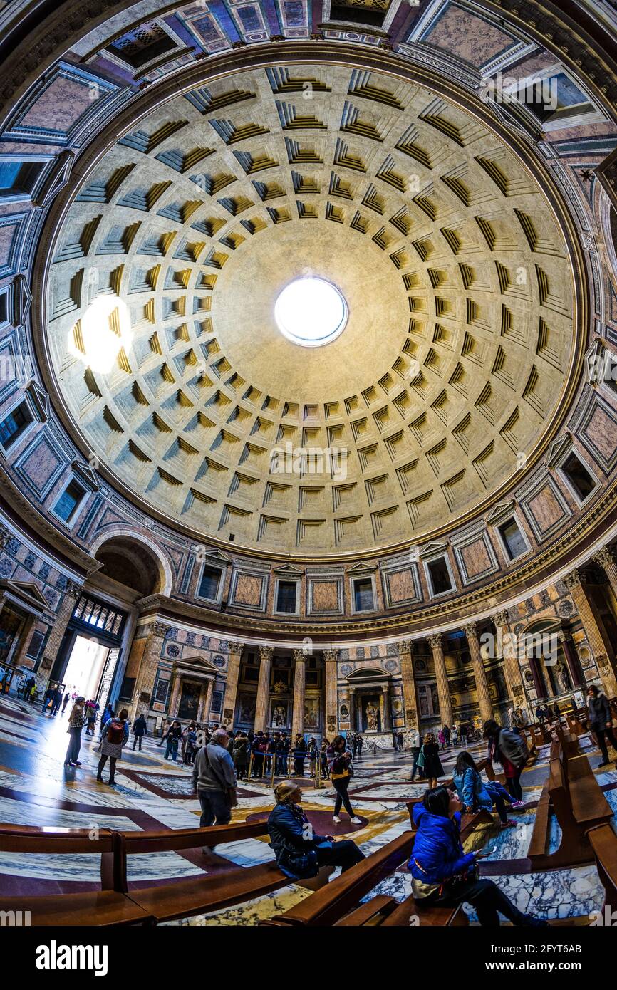 The interior decoration of Pantheon in Rome Stock Photo - Alamy