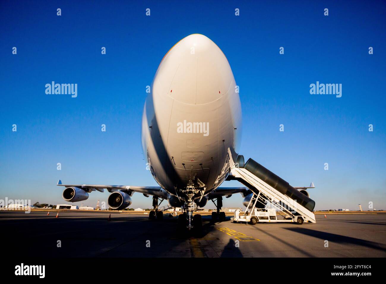 Johannesburg, South Africa. 29th May, 2021. The Airbus A340 'Konrad Adenauer' of the German Air Force is waiting for the departure of the Federal Minister of Health Spahn at O. R. Tambo Airport. At the request of Chancellor Merkel, Spahn travelled to South Africa in parallel with the state visit of French President Macron in order to support the establishment of the country's own vaccine production in Africa together with France. Credit: Christoph Soeder/dpa/Alamy Live News Stock Photo