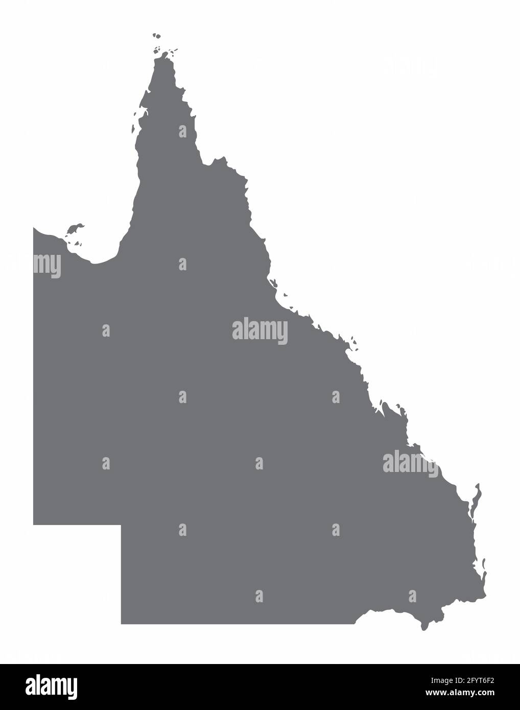 Queensland silhouette map isolated on white background, Australia Stock ...
