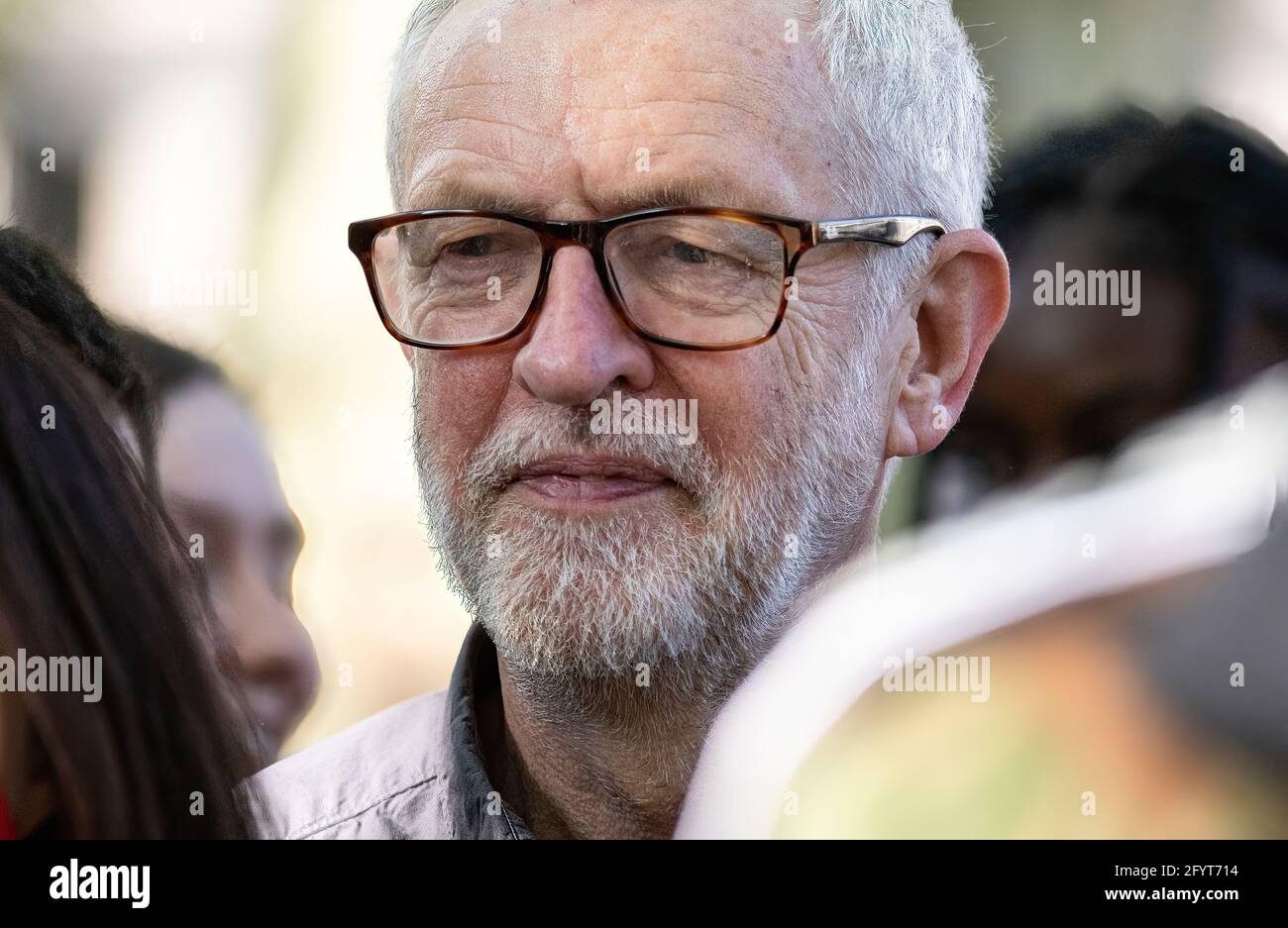 London, UK. 29th May, 2021. Former Labour leader Jeremy Corbyn seen leaving after the demonstration.In March 2021, The UK government proposed the Police and Crime Bill 2021, purporting to expand police rights. Since its publication, it has met with widespread skepticism from the public and subsequently became the subject of protests. Credit: SOPA Images Limited/Alamy Live News Stock Photo