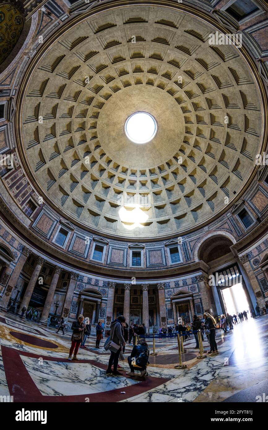 The interior decoration of Pantheon in Rome Stock Photo - Alamy