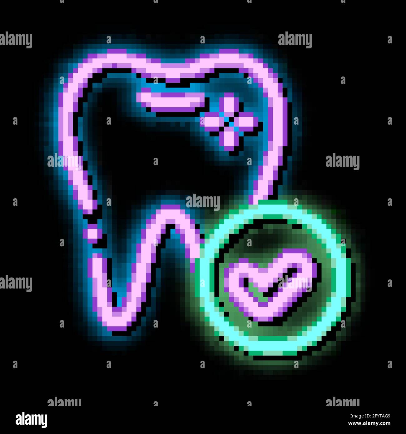 Dentist Stomatology Healthy Tooth neon glow icon illustration Stock ...