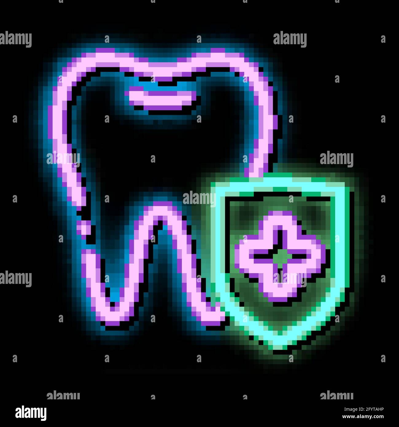 Dentist Stomatology Tooth Protection neon glow icon illustration Stock ...