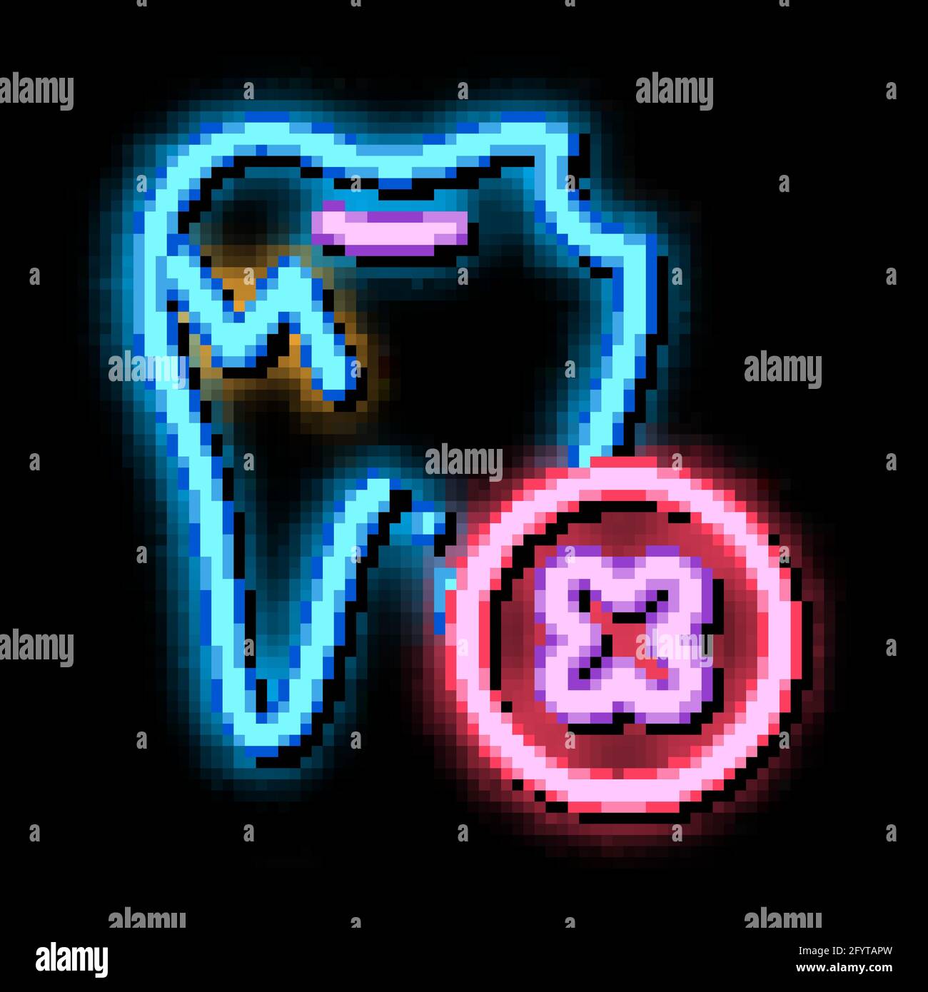 Dentist Stomatology Unhealthy Tooth neon glow icon illustration Stock ...
