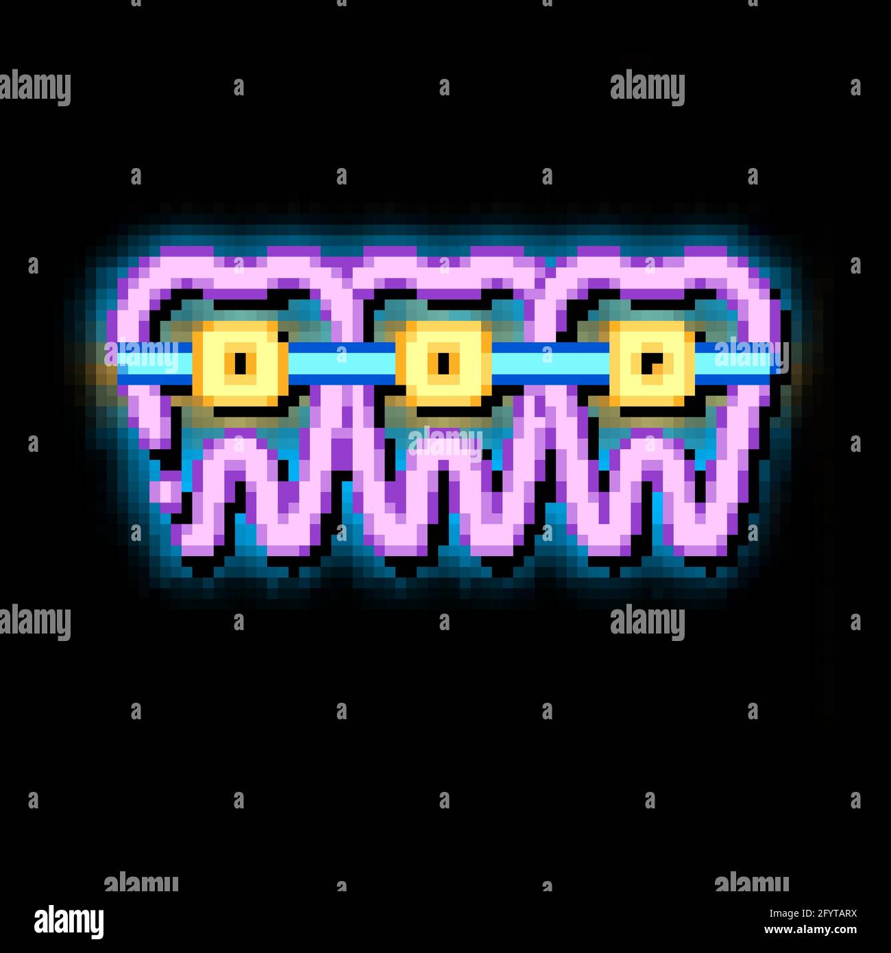 Dentist Stomatology Teeth Braces neon glow icon illustration Stock ...