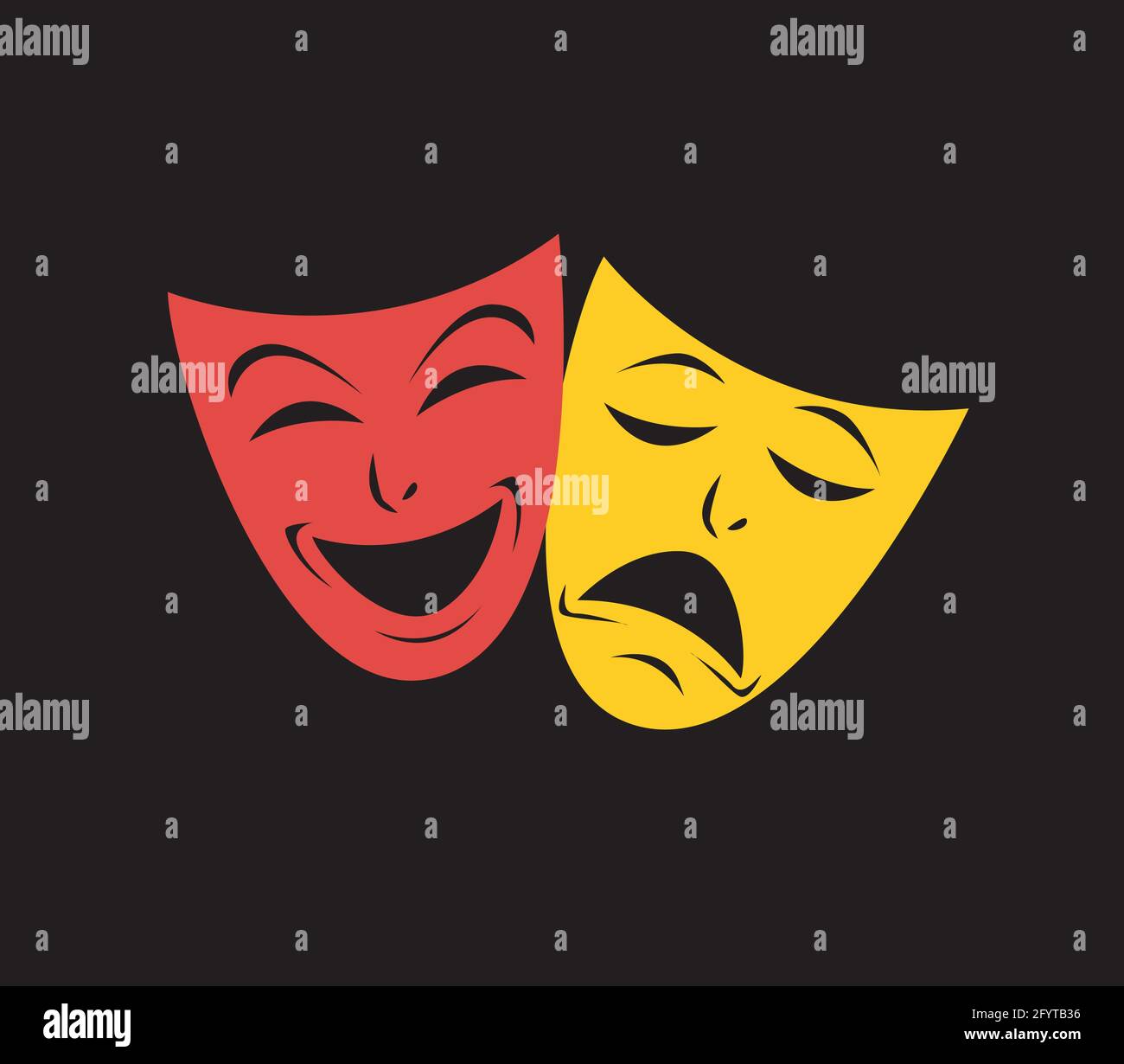 Theater icon with happy and sad masks. VECTOR illustration. Stock Vector