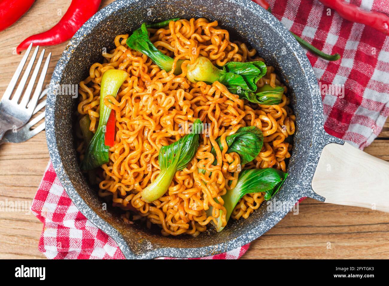 Korean instant noodles Spicy instant noodles Stock Photo - Alamy