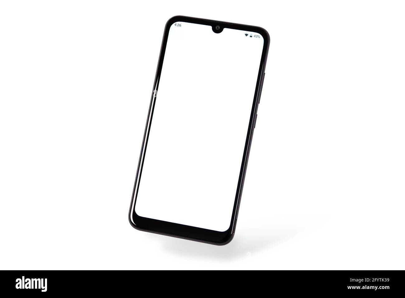 New modern black frameless smartphone mockup with blank white screen ...