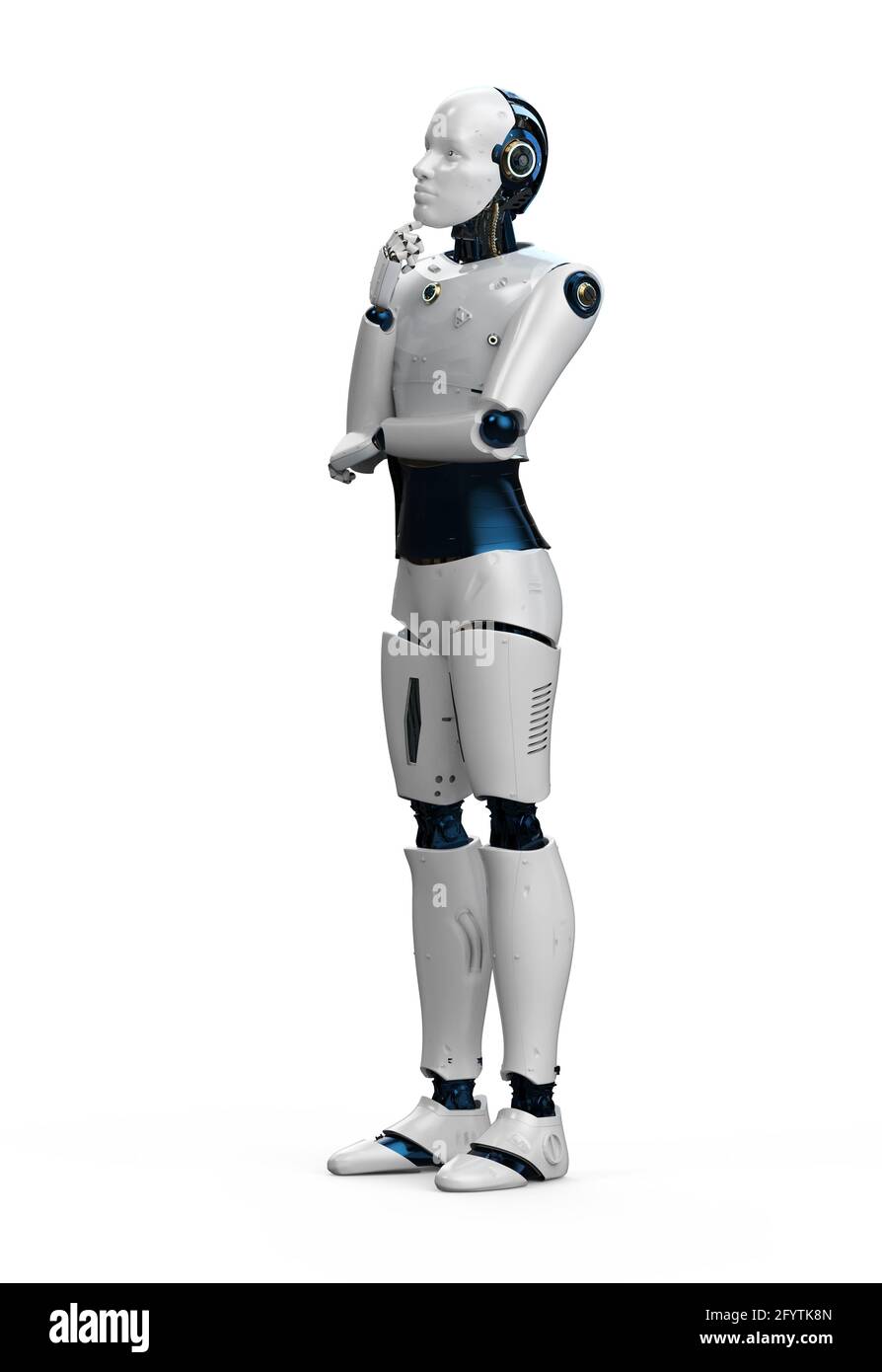 3d rendering artificial intelligence robot or cyborg analyze or compute Stock Photo