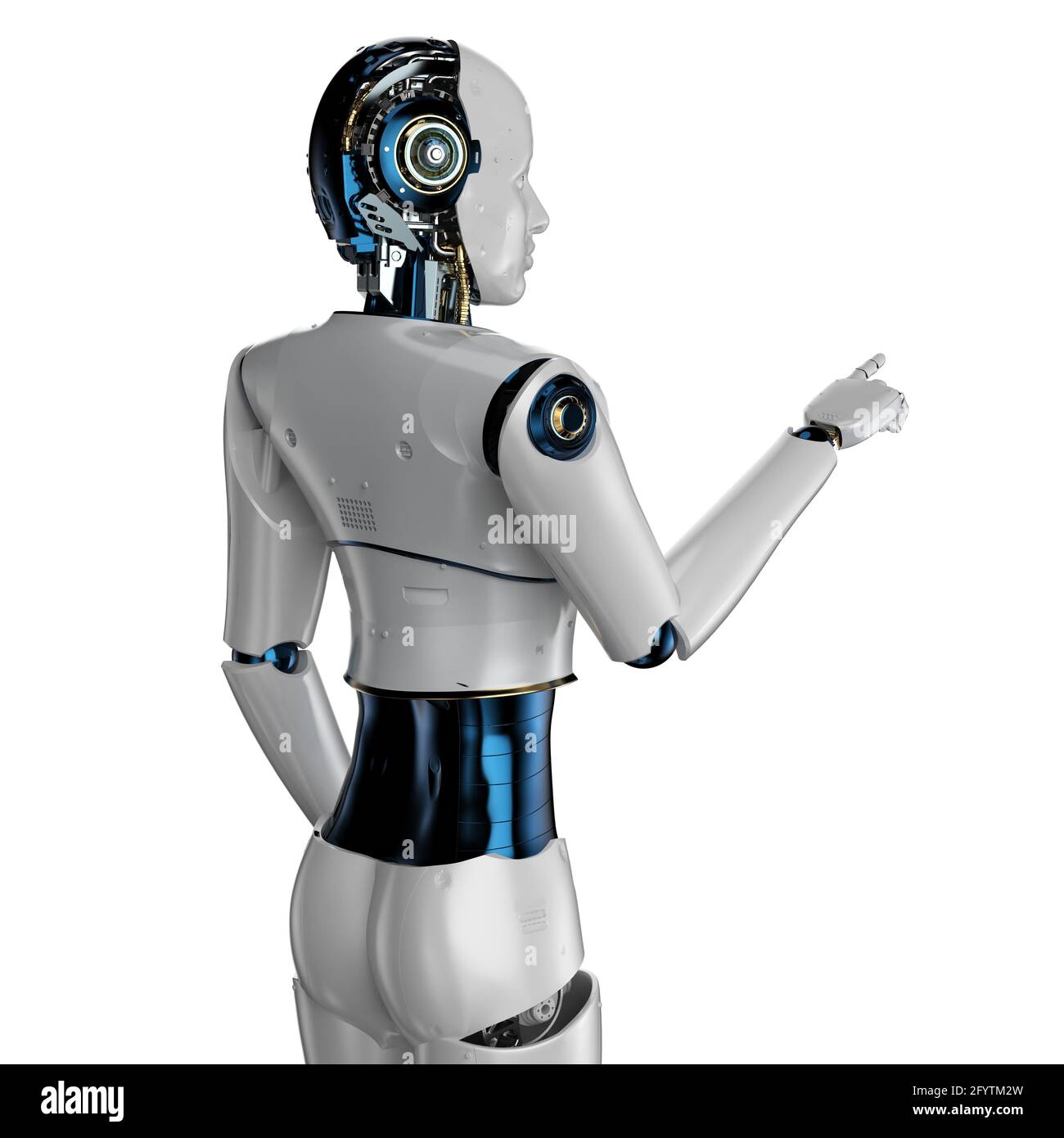3d rendering artificial intelligence robot or cyborg finger point ...