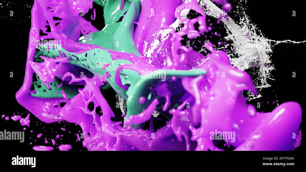 3D render, Colour liquids Splash, Abstract fluid background Stock Photo ...