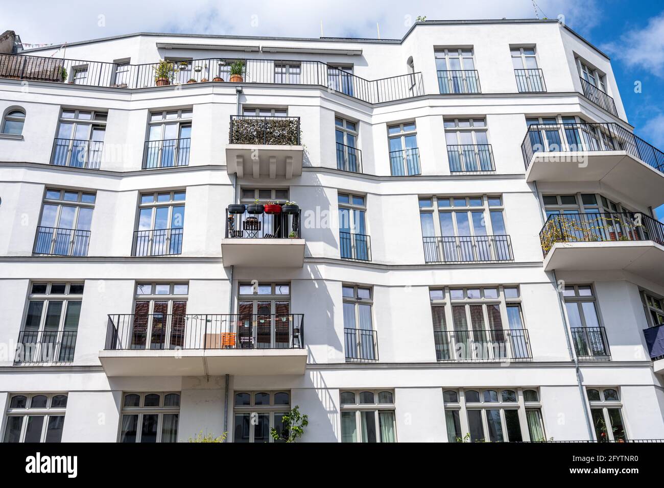 Facade of a modern apartment house seen in Berlin, Germany Stock Photo ...