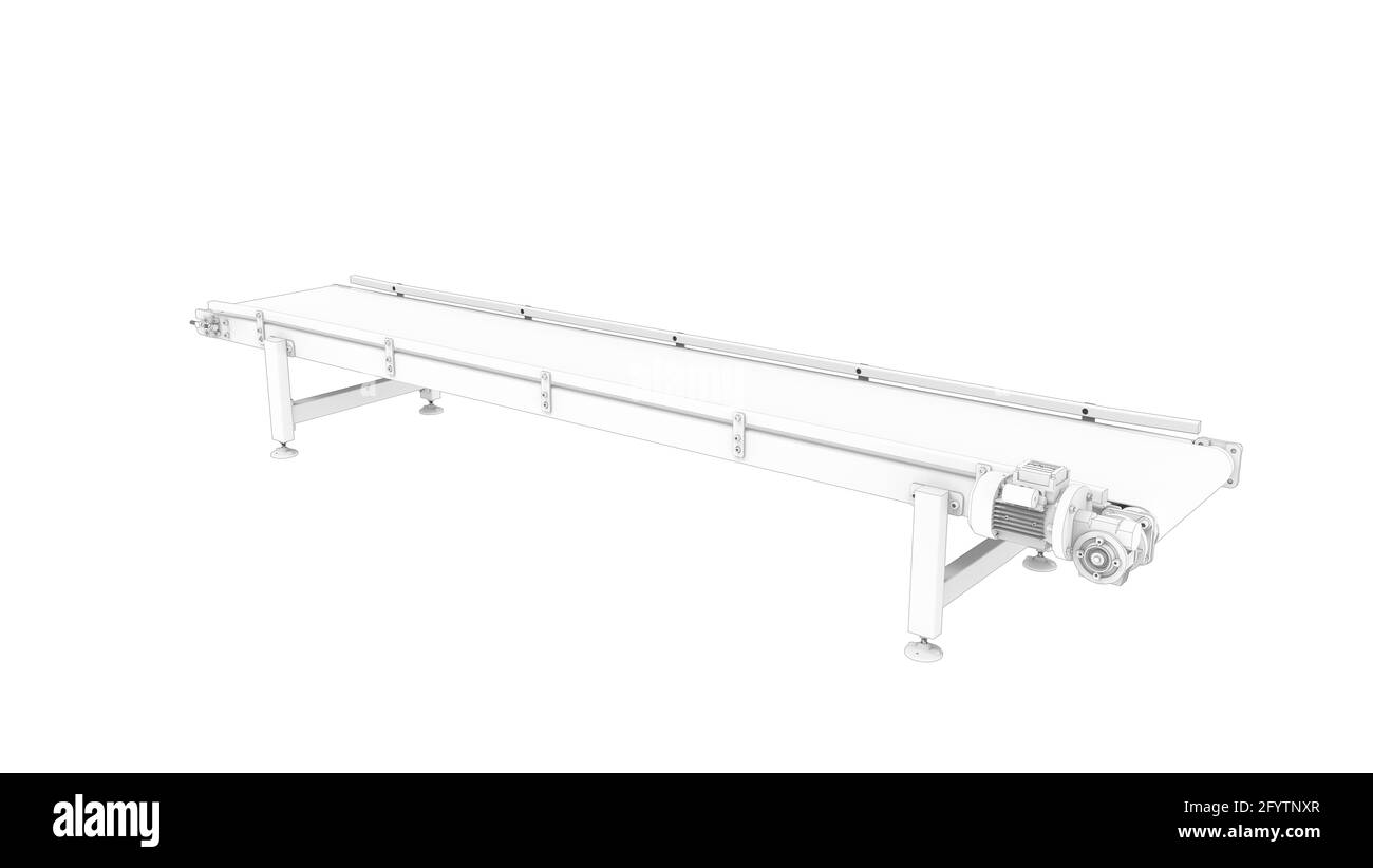 3D rendering of a convey belt factory manufacturing installation