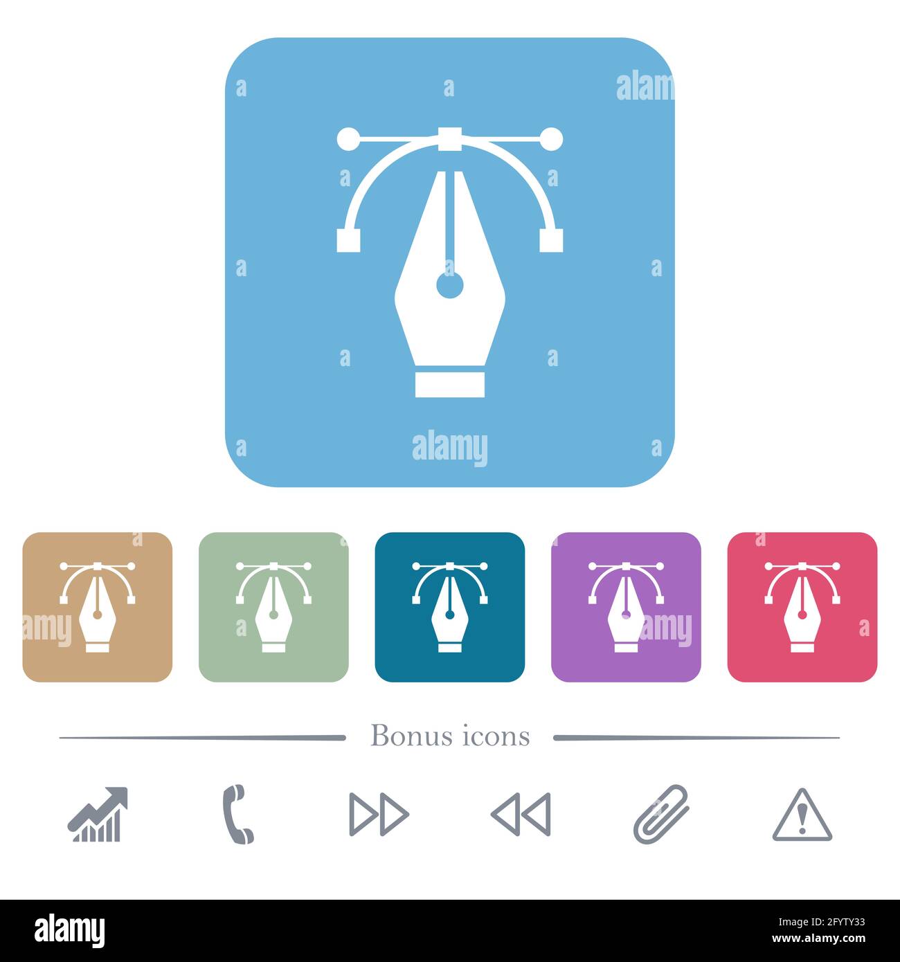 Editing vector curve with pen tool white flat icons on color rounded ...