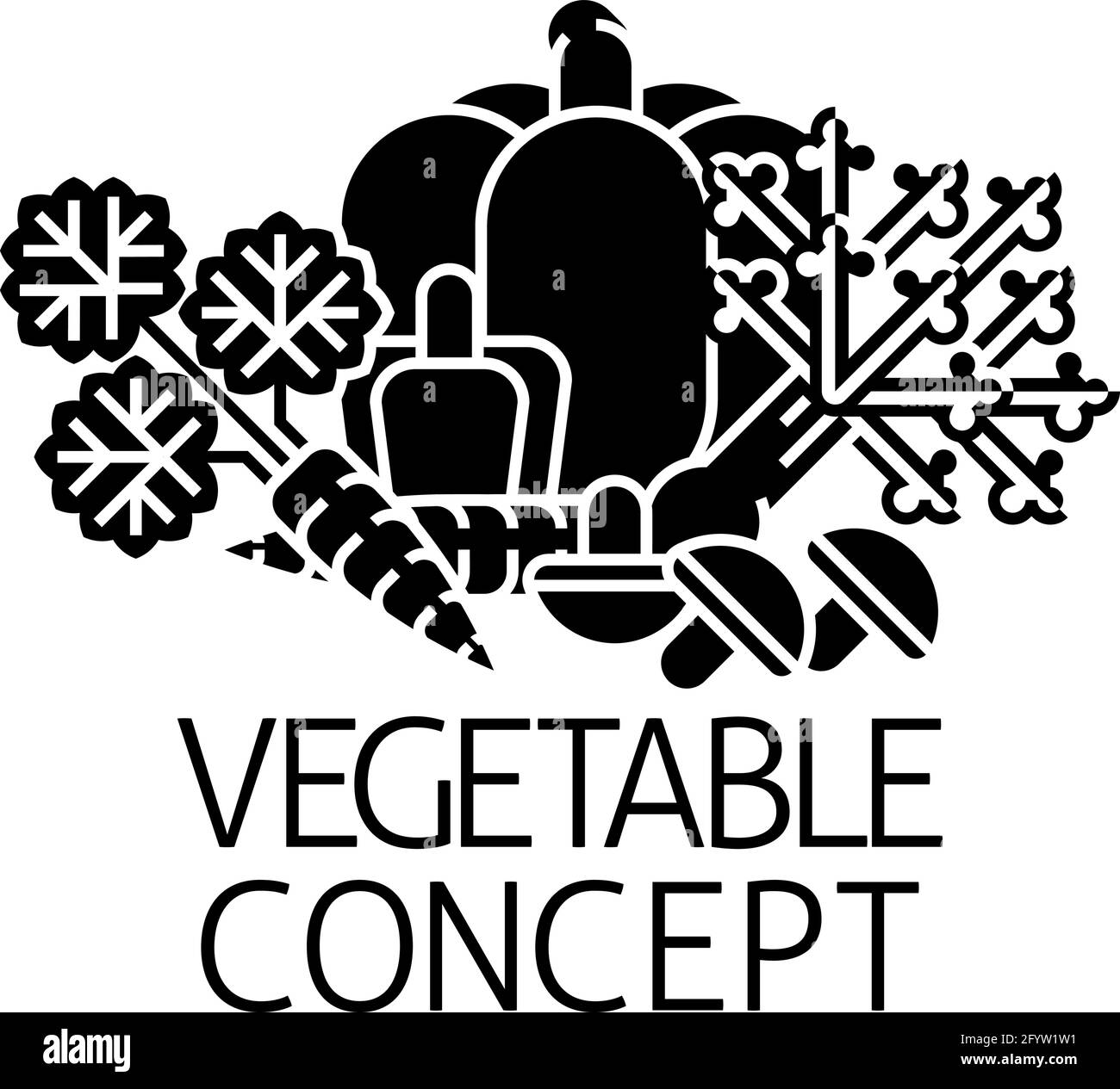 Vegetable Sign Label Icon Concept Stock Vector
