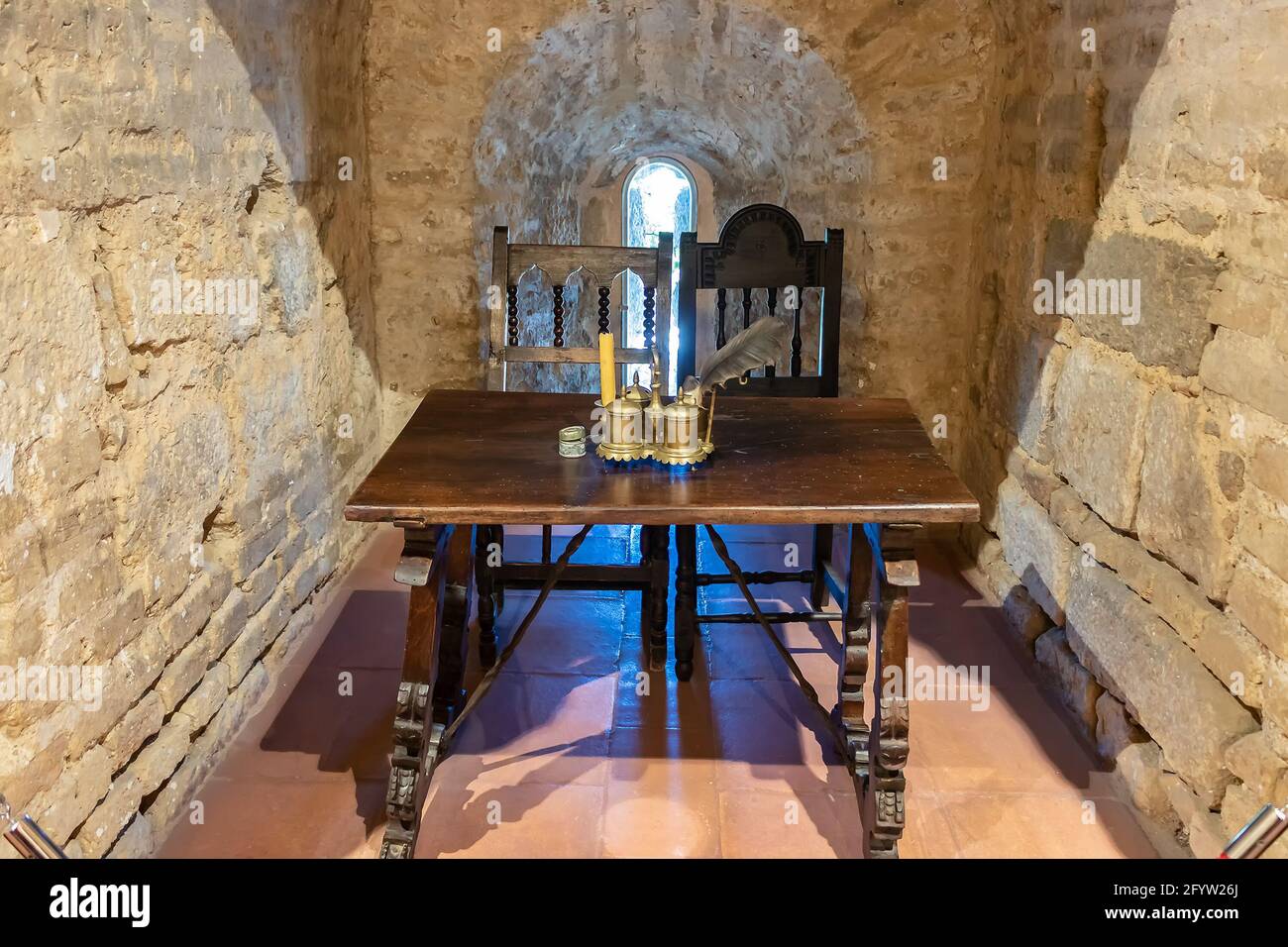 Cazorla, Jaen, Spain - May 18 , 2021: Interior view of the tower of tribute of the Castillo de la Yedra in Cazorla, Andalucia, Spain Stock Photo