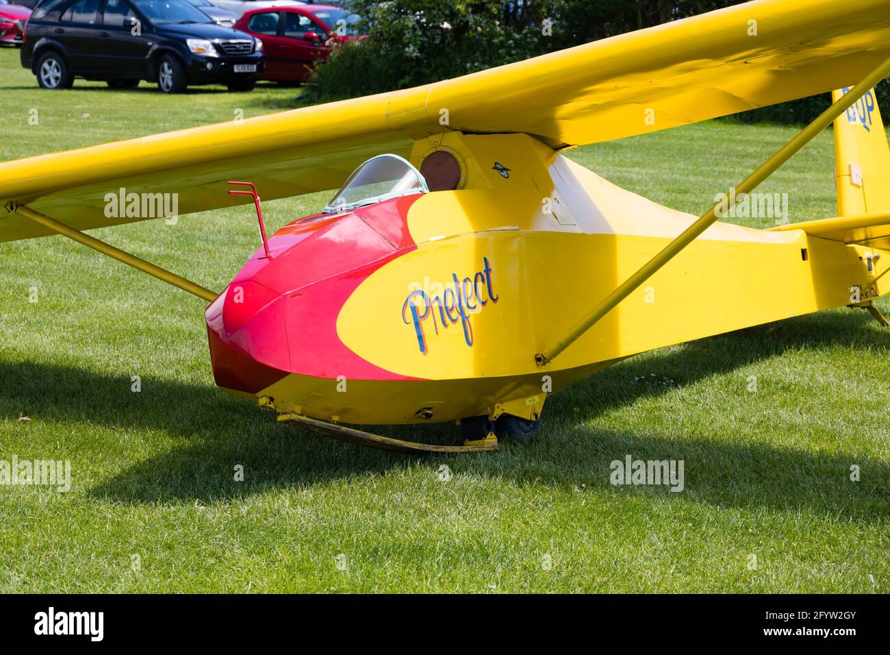 Vintage Slingsby T30b Prefect single seat glider at the London Gliding Club, based at Dunstable Stock Photo