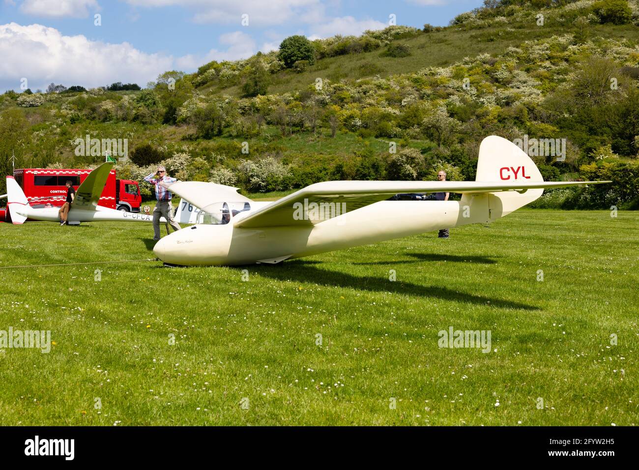 Vintage Goppingen Minimoa glider at the London Gliding Club, based at