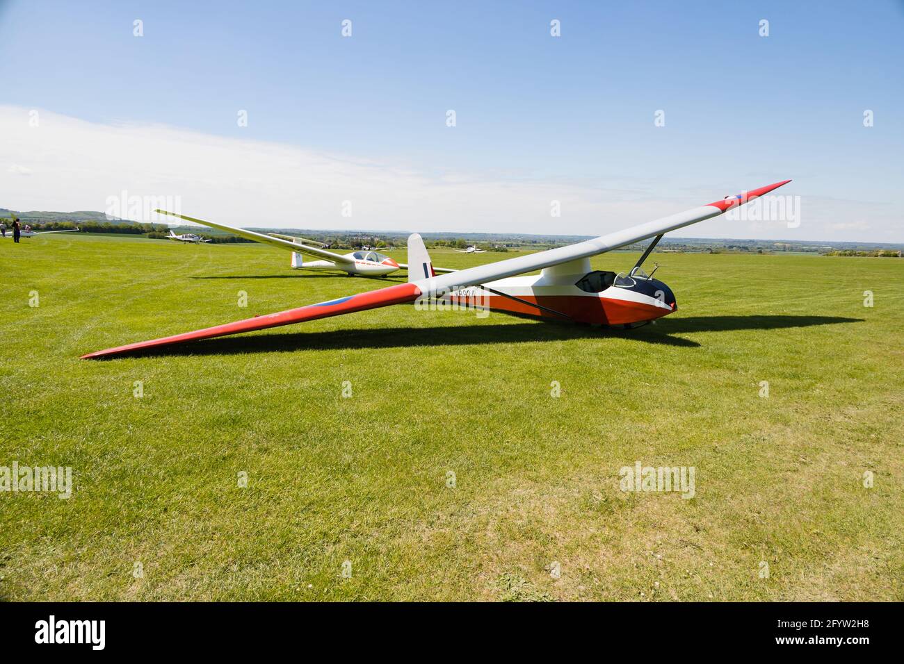 Vintage Slingsby T21b  glider in the colours of the RAF Air Cadets, WB924 at the London Gliding Club, based at Dunstable Stock Photo