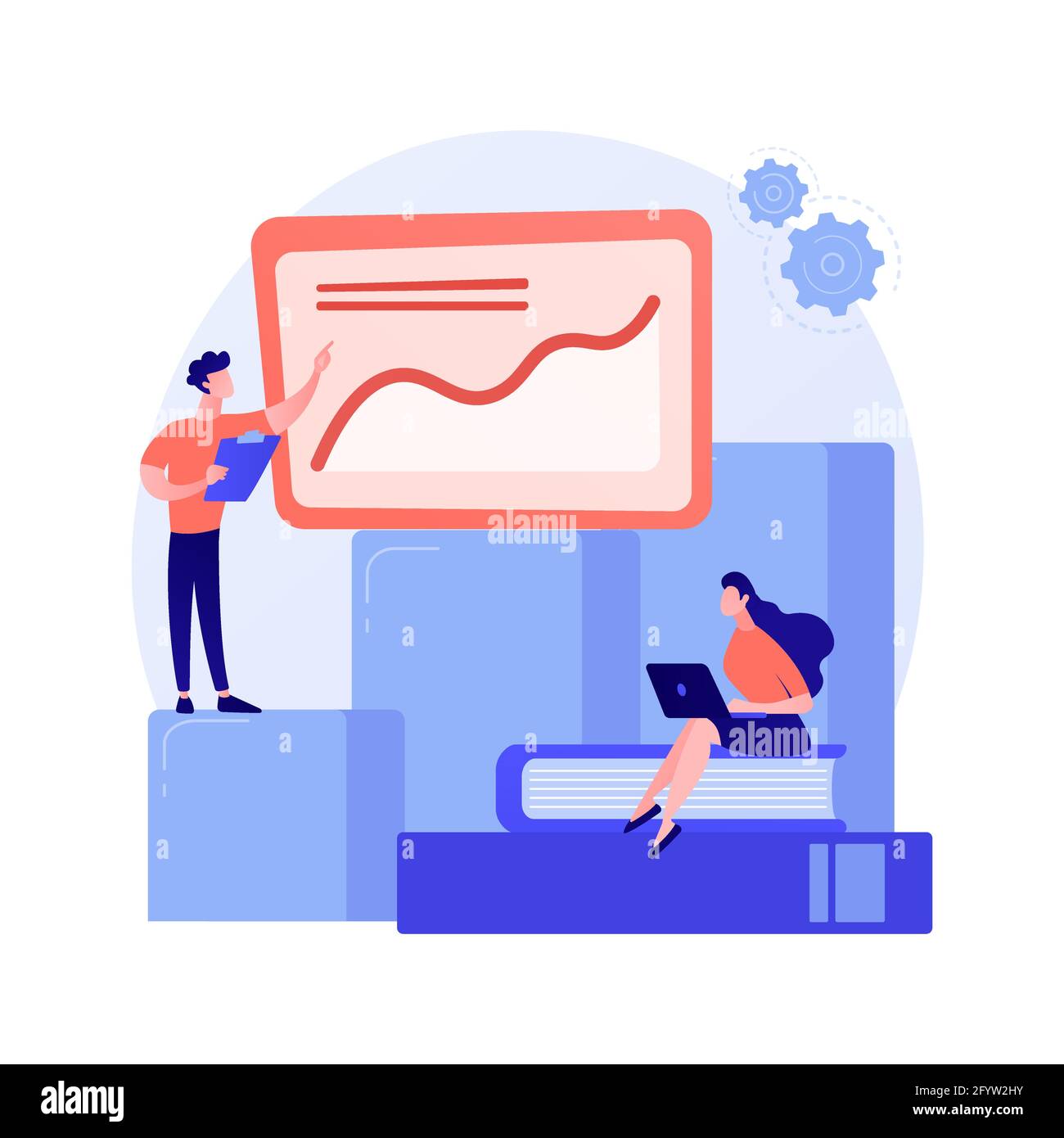 Business innovation presentation. Analytics report, statistics chart,  forkflow. Analysts and team leader cartoon characters standing on growing  graph Stock Vector Image & Art - Alamy