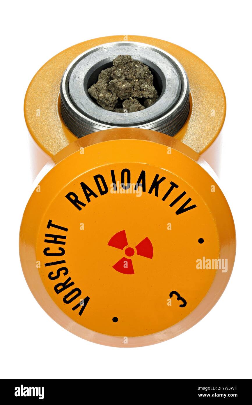 radioactive material in lead container isolated on white background ...